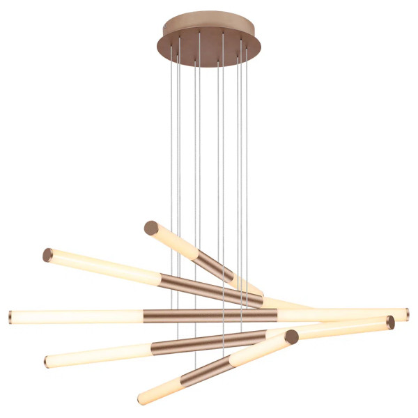 PENDENTE PALITO DOURADO (C)90CM (L)90CM (A)23CM 10X7,2W 2700K 3600LM - CD014