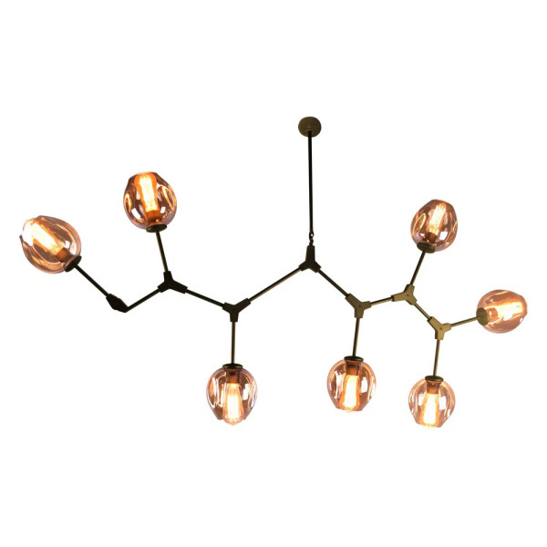 PENDENTE ORBE DOURADO E CHAMPAGNE (C)100CM (L)40CM (A)95CM 7XE27 280W - KY001MG