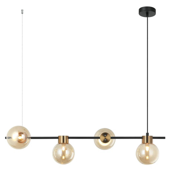 PENDENTE TUTU PRETO E DOURADO E CHAMPAGNE 4X100W G9