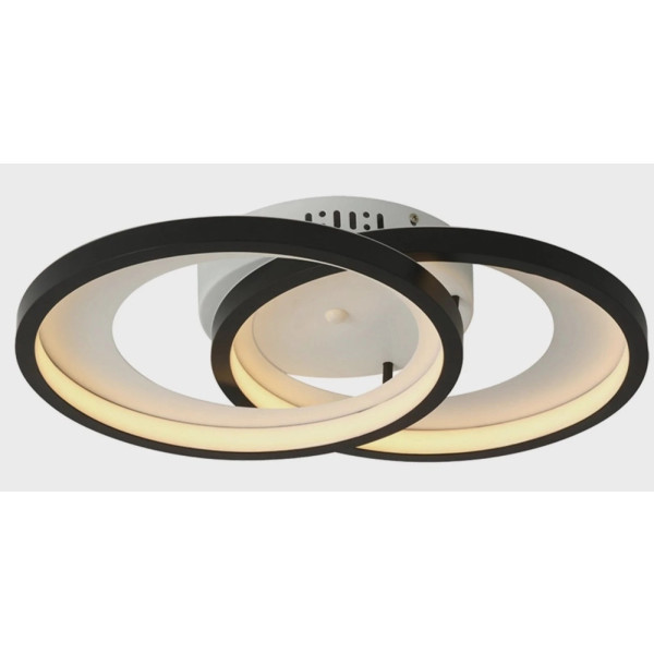 PLAFON DE SOBREPOR LOOP PRETO E BRANCO (C)32CM (L)47CM (A)9CM 1X40W 3000K 1100LM - HM007WB