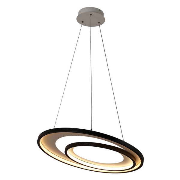 PENDENTE LOOP PRETO E BRANCO (D)62 +42CM (A)2.2CM 1X48W 3000K 1500LM - HM009WB
