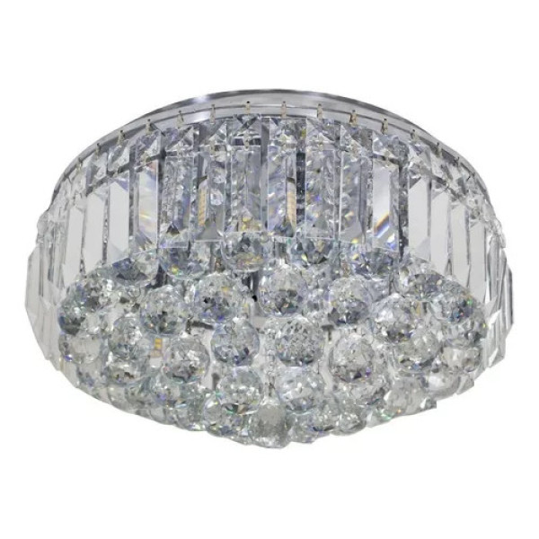 PLAFON DE SOBREPOR KRI CROMADO E TRANSPARENTE (D)40CM (A)24CM 5XG9 200W - HU1103