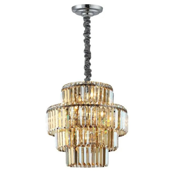 PENDENTE HERA CROMADO E CONHAQUE (D)48CM (A)49CM 10XE14 400W - AQ030C