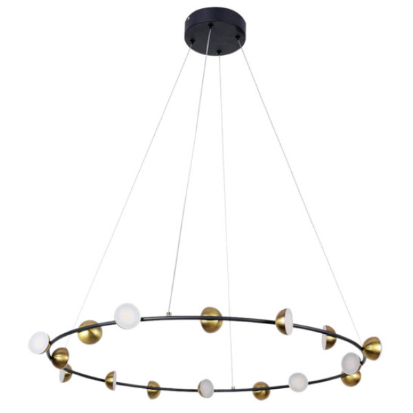 PENDENTE GRAVIOLA DOURADO E PRETO E BRANCO (D)60CM (A)5.7CM 16X3W 3000K 264 - DS001
