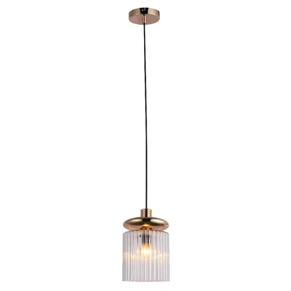 PENDENTE TULE DOURADO E TRANSPARENTE (D)15CM (A)22CM 1X4W E14