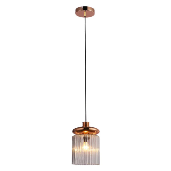 PENDENTE TULE ROSE GOLD E TRANSPARENTE (D)15CM (A)22CM 1X4W E14