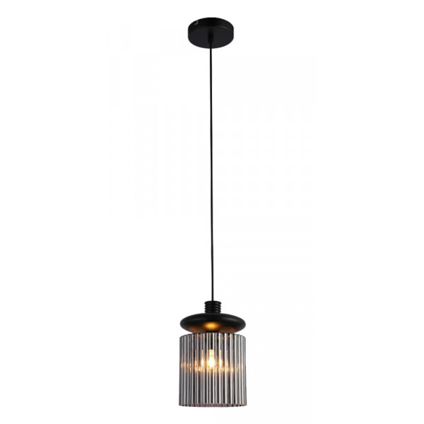 PENDENTE TULE PRETO E FUME (D)15CM (A)22CM 1X4W E14