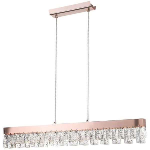 PENDENTE VEU ROSE GOLD E TRANSPARENTE (C)85.8CM (L)5CM (A)13.4CM 1X15W 3000K 1200LM - HO300