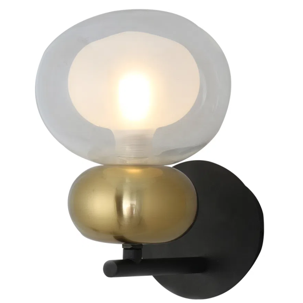 ARANDELA GUARANA BRONZE E PRETO E TRANSPARENTE (C)13.4CM (L)20.8CM (A)19.5CM 1XG9 5W - HC006