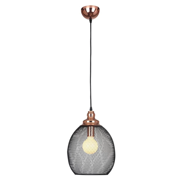 PENDENTE COPPER COBRE E PRETO (D)28CM (A)41CM 1XE27 40W - XN003