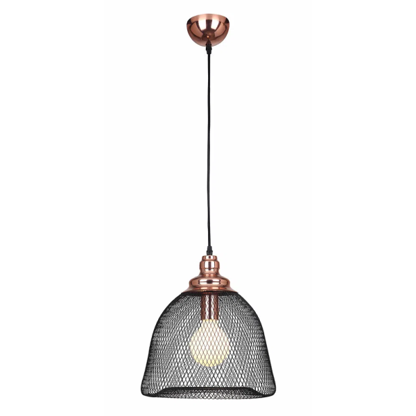PENDENTE COPPER COBRE E PRETO (D)32CM (A)35CM 1XE27 40W - XN001
