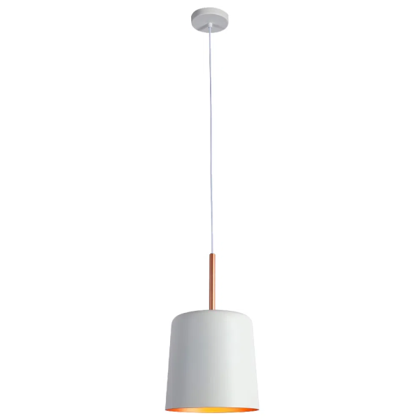 PENDENTE BOT BRANCO E COBRE (D)20CM (A)35CM 1X40W E27
