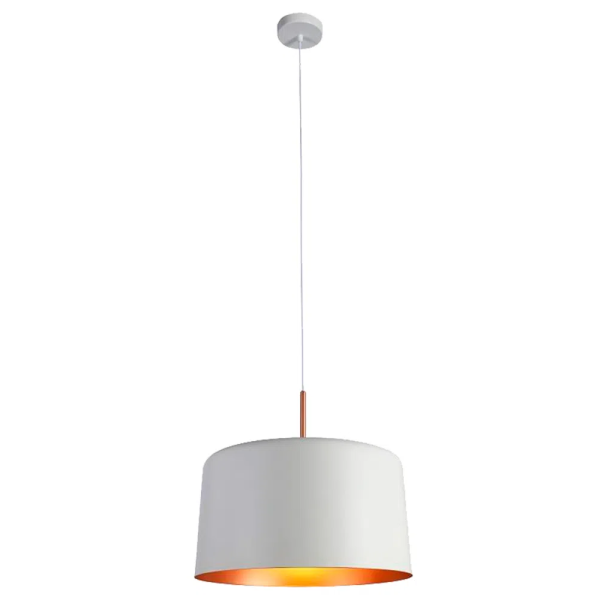 PENDENTE BOT BRANCO E COBRE (D)35CM (A)35CM 1X40W E27