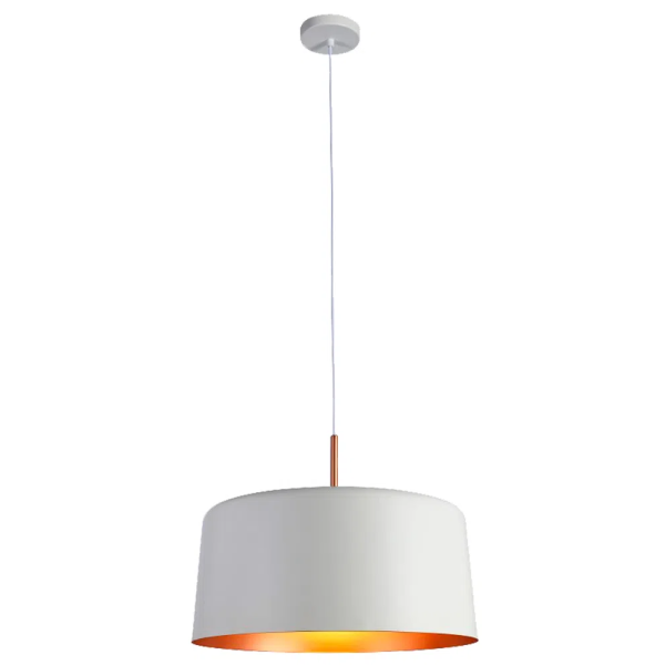 PENDENTE BOT BRANCO E COBRE (D)50CM (A)38,5CM 1X40W E27