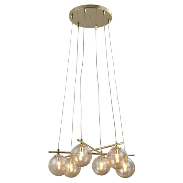 PENDENTE ASTA DOURADO E CHAMPAGNE (D)50CM (A)18CM 6XG9 150W - OD039G
