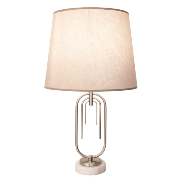 BASE PARA ABAJUR MONACO NIQUELADO E BRANCO (D)14CM (A)42CM 1XE27 40W - GL015N