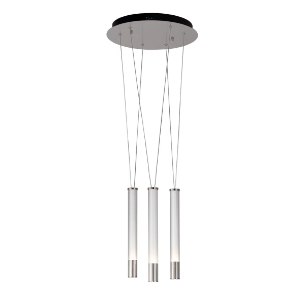 PENDENTE ÁGUA NICKEL E TRANSPARENTE E BRANCO (D)40CM (A)38.5CM 3X7W 3000K 9 - RE015M