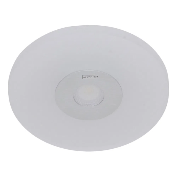 PLAFON METAL E VIDRO D 26CM X 5,5CM 1 X LED 6,6W 127V / 220V ESCOVADO E BRANCO - ZU006S