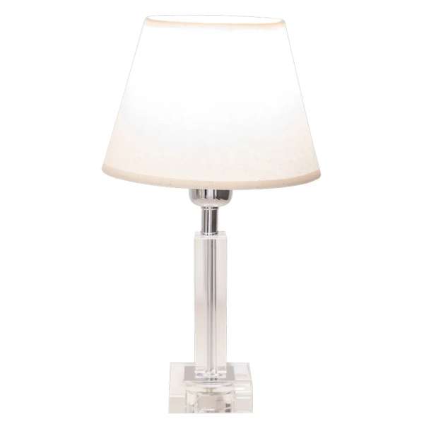 BASE PARA ABAJUR KRISTALO CROMADO E TRANSPARENTE (C)8CM (L)8CM (A)27CM 1XE27 40W - XL002