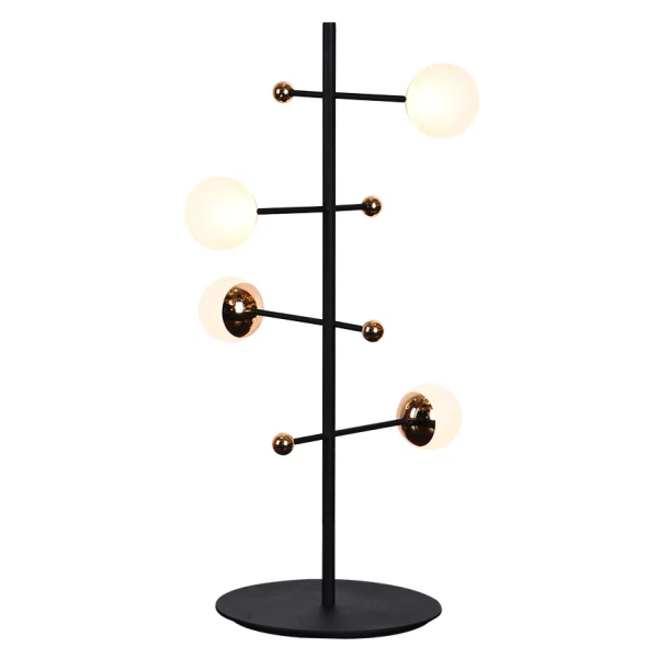 ABAJUR FUXICO DOURADO E PRETO E BRANCO (D)28CM (A)52CM 4X3W 3000K 600LM - JU004