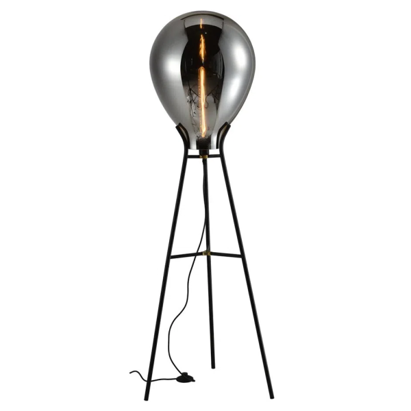 COLUNA CAJU PRETO E CROMADO (D)40CM (A)154CM 1XE27 40W - RZ004