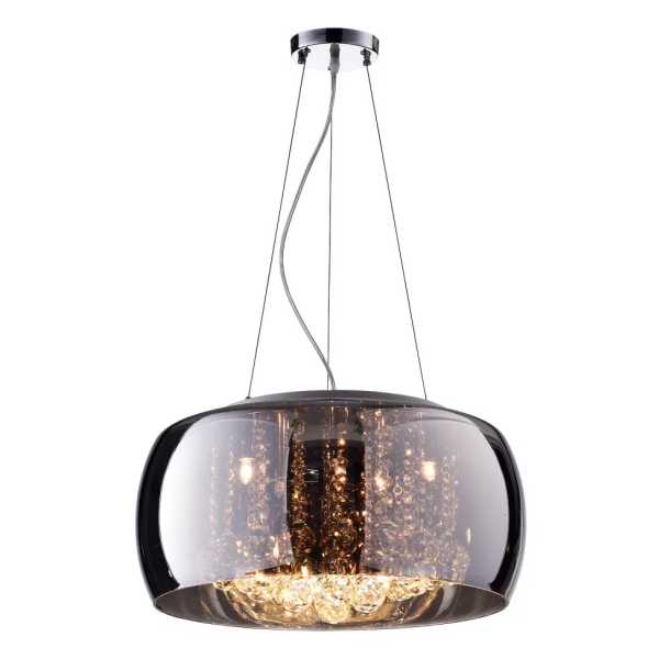 PENDENTE / PLAFON SOHO CROMADO E TRANSPARENTE (D)40CM (A)23CM 5XG9 125W - PD002CR