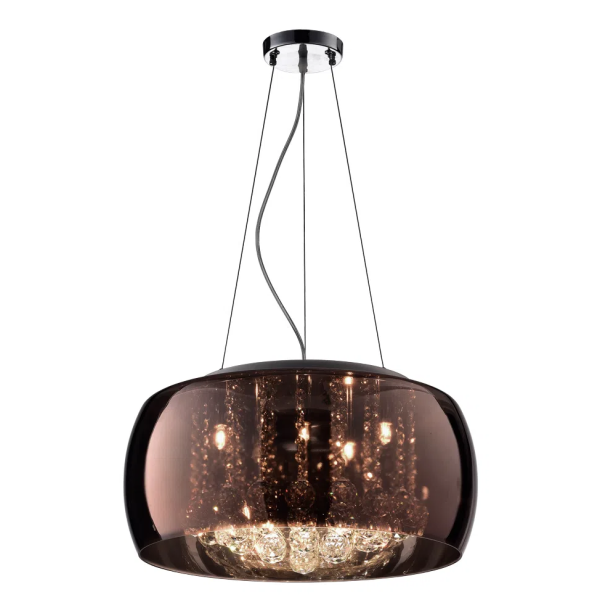 PENDENTE / PLAFON SOHO CROMADO TRANSPARENTE E COBRE (D)40CM (A)23CM 5XG9 125W - PD002CO