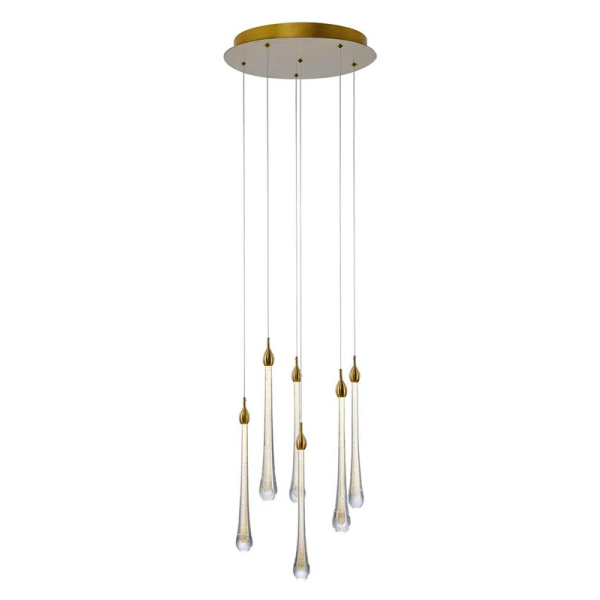 PENDENTE GOCCIA DOURADO E TRANSPARENTE (D)40CM (A)41CM 6X3W 3000K 960LM - OC002L