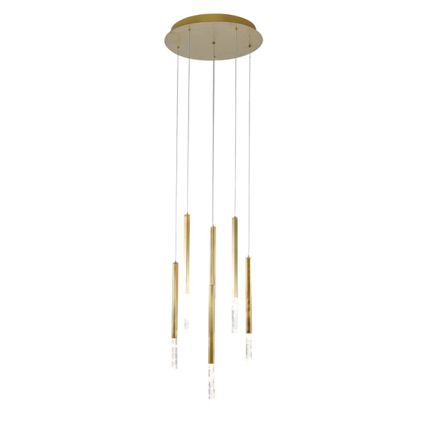 PENDENTE PETRA DOURADO E TRANSPARENTE (D)40CM (A)44CM 6X3W 3000K 900LM - OC001L