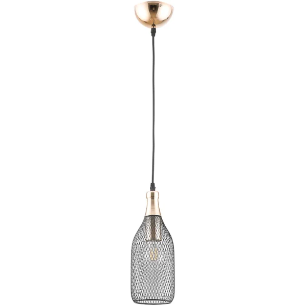 PENDENTE COPPER PRETO E DOURADO (D)12CM (A)31CM 1XE27 40W - XN004G
