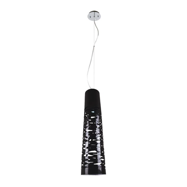 PENDENTE ACRILICO E METAL D 24CM X 98CM 1XE27 127V CROMADO E PRETO - WD107B