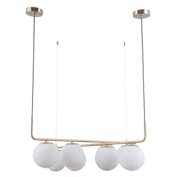 PENDENTE PETIT POA DOURADO E BRANCO (D)90CM (A)28CM 8XE27 BOLINHA 40W - SQ003
