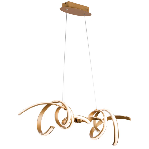 PENDENTE FLUIRE DOURADO (C)100CM (L)25CM (A)30CM 1X45W 3000K 2700LM - RE006