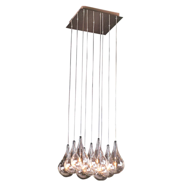 PENDENTE DROP CROMADO E TRANSPARENTE (C)31CM (L)31CM (A)21CM 9XG4 180W - HO1370B