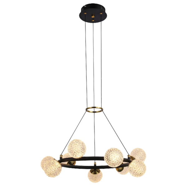 PENDENTE SPIRIT DOURADO / PRETO E TRANSPARENTE (D)60CM (A)15CM 9X3W 3000K 1620LM LED