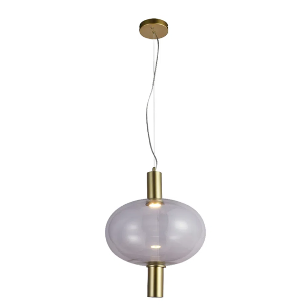 PENDENTE KIRA DOURADO E TRANSPARENTE (D)36CM (A)45CM 1X1W 3000K 300LM LED