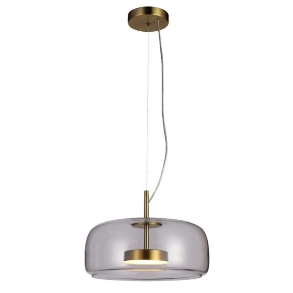 PENDENTE TEMPO DOURADO E TRANSPARENTE (D)33CM (A)15CM 1X1W 3000K 300LM LED