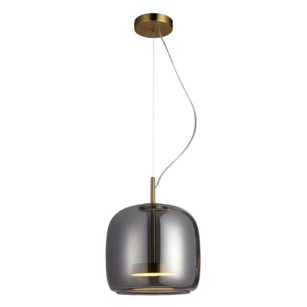 PENDENTE TEMPO DOURADO E FUME (D)26CM (A)24CM 1X1W 3000K 300LM LED