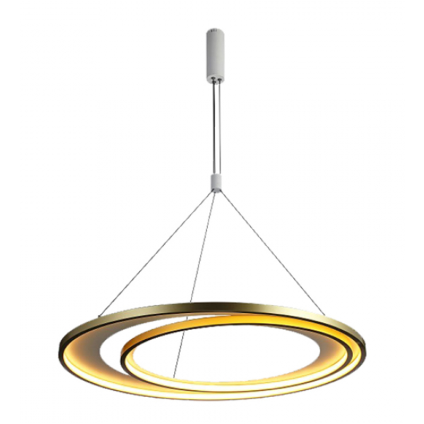PENDENTE LOOP BRANCO E DOURADO (D)82 + 62CM (A)2,2CM 1X76W 3000K 2280LM LED