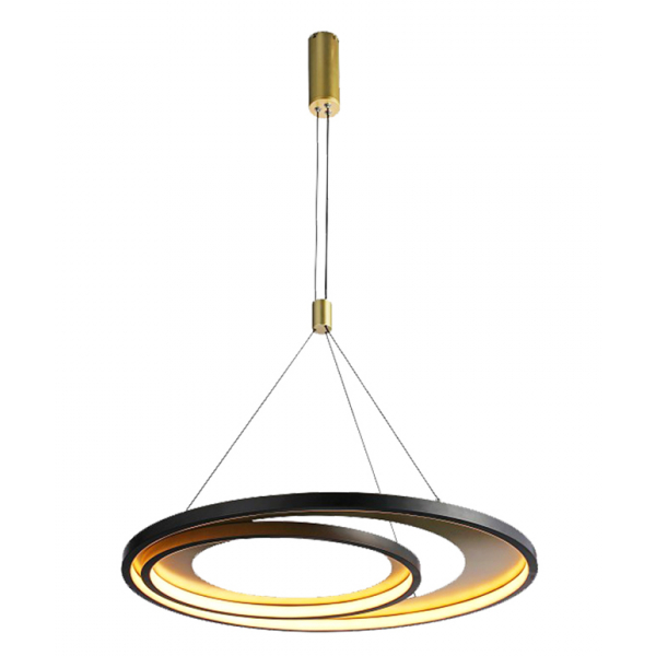 PENDENTE LOOP PRETO E DOURADO (D)62 + 42CM (A)2,2CM 1X48W 3000K 1500LM LED