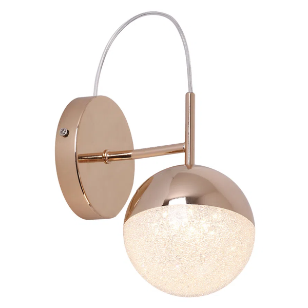 ARANDELA MEDIA LUNA DOURADO E TRANSPARENTE (C)18CM (L)12CM (A)27.5CM 1X6W 3000K 300LM - HM004