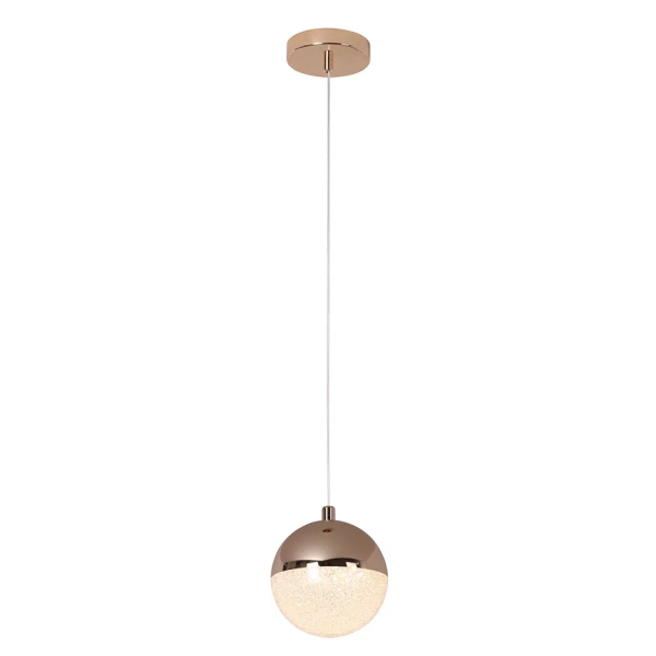 PENDENTE MEDIA LUNA DOURADO E TRANSPARENTE (D)12CM (A)13CM 1X6W 3000K 300LM - HM003