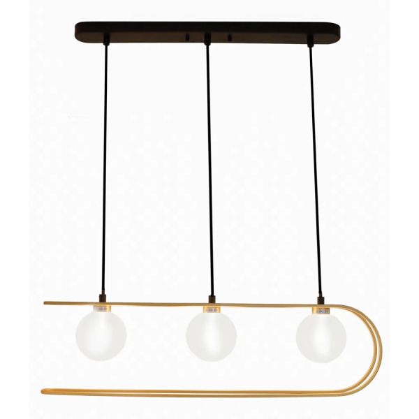 PENDENTE BEAT PRETO E DOURADO (C)68CM (L)12CM (A)18CM  3X75W   G9