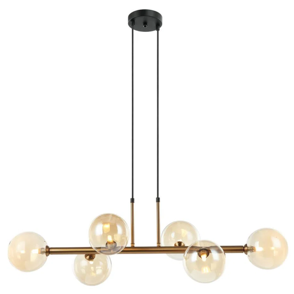 PENDENTE ABAPORU BRONZE E CHAMPAGNE (C)31CM (L)95CM (A)28CM 6XG9 150W - HL003G