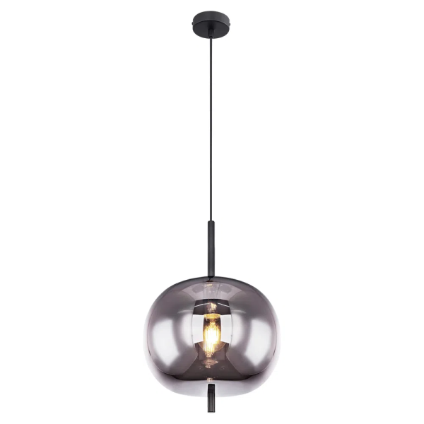 PENDENTE TRES PRETO E FUME (D)30CM (A)42.5CM 1XE27 40W - HC016