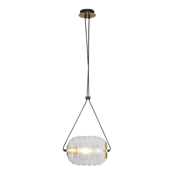 PENDENTE LAMPARINA DOURADO E TRANSPARENTE (C)31.5CM (L)20.3CM (A)20.3CM 1XE - HC013