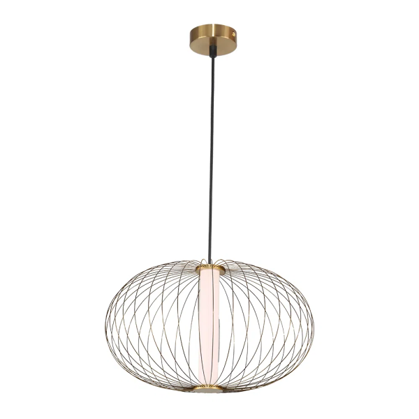 PENDENTE LANTERNA DOURADO E BRANCO (D)50CM (A)32CM 1X16W 3000K 800LM - HC010