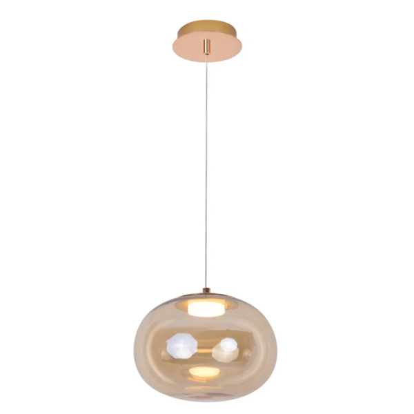 PENDENTE BALLOON DOURADO E CHAMPANHE (L)26CM (A)18,2CM 1X9W 3000K 400LM LED