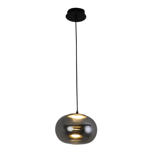 PENDENTE BALLOON PRETO E FUME (L)26CM (A)18,2CM 1X9W 3000K 150LM LED