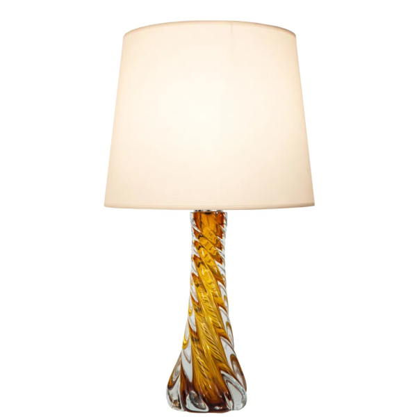BASE PARA ABAJUR MURANO CROMADO E ÂMBAR (D)11CM (A)35CM 1X40W E27